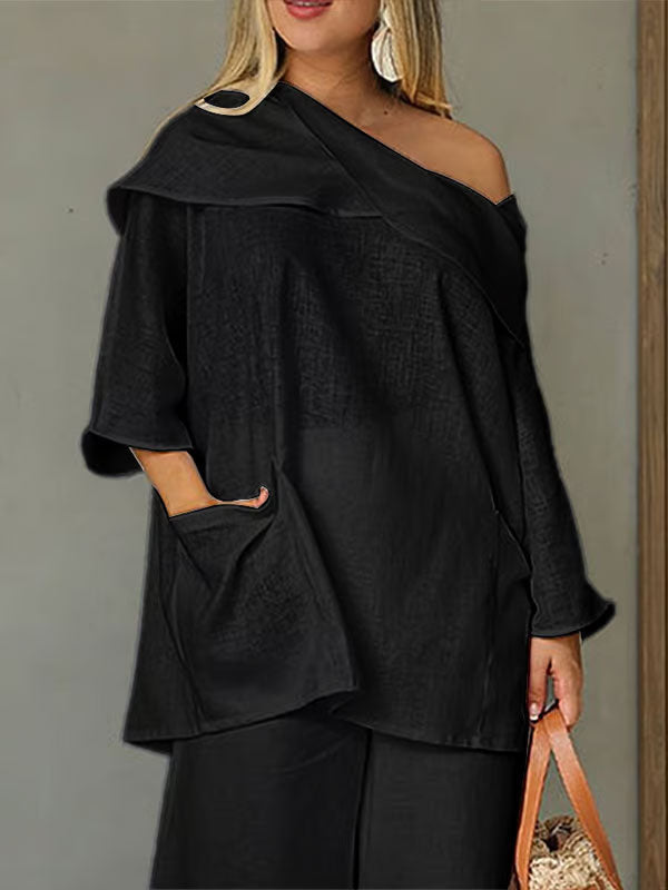 Ladies Top with Irregular Collar/Irregular Collar Ladies Top