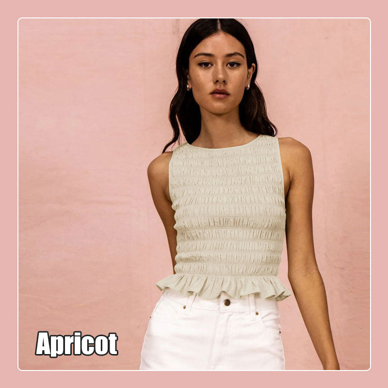 High Elastic Ruffled Slim Fit Women's Top