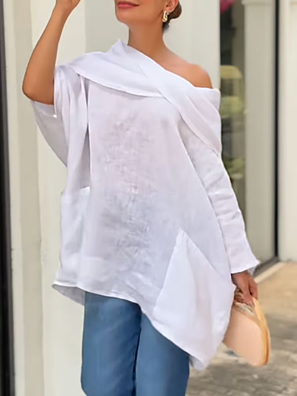 Ladies Top with Irregular Collar/Irregular Collar Ladies Top