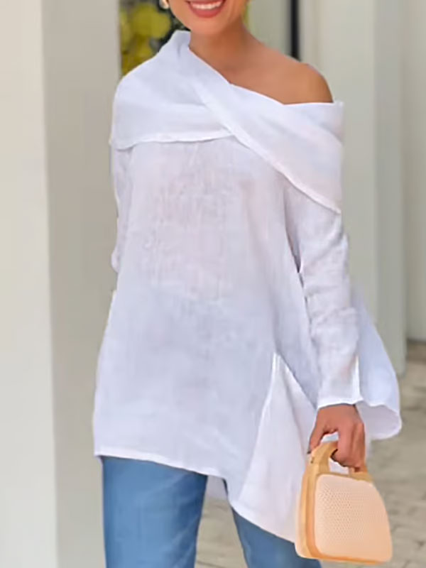 Ladies Top with Irregular Collar/Irregular Collar Ladies Top
