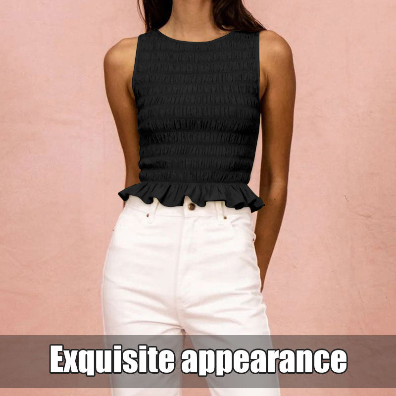 High Elastic Ruffled Slim Fit Women's Top