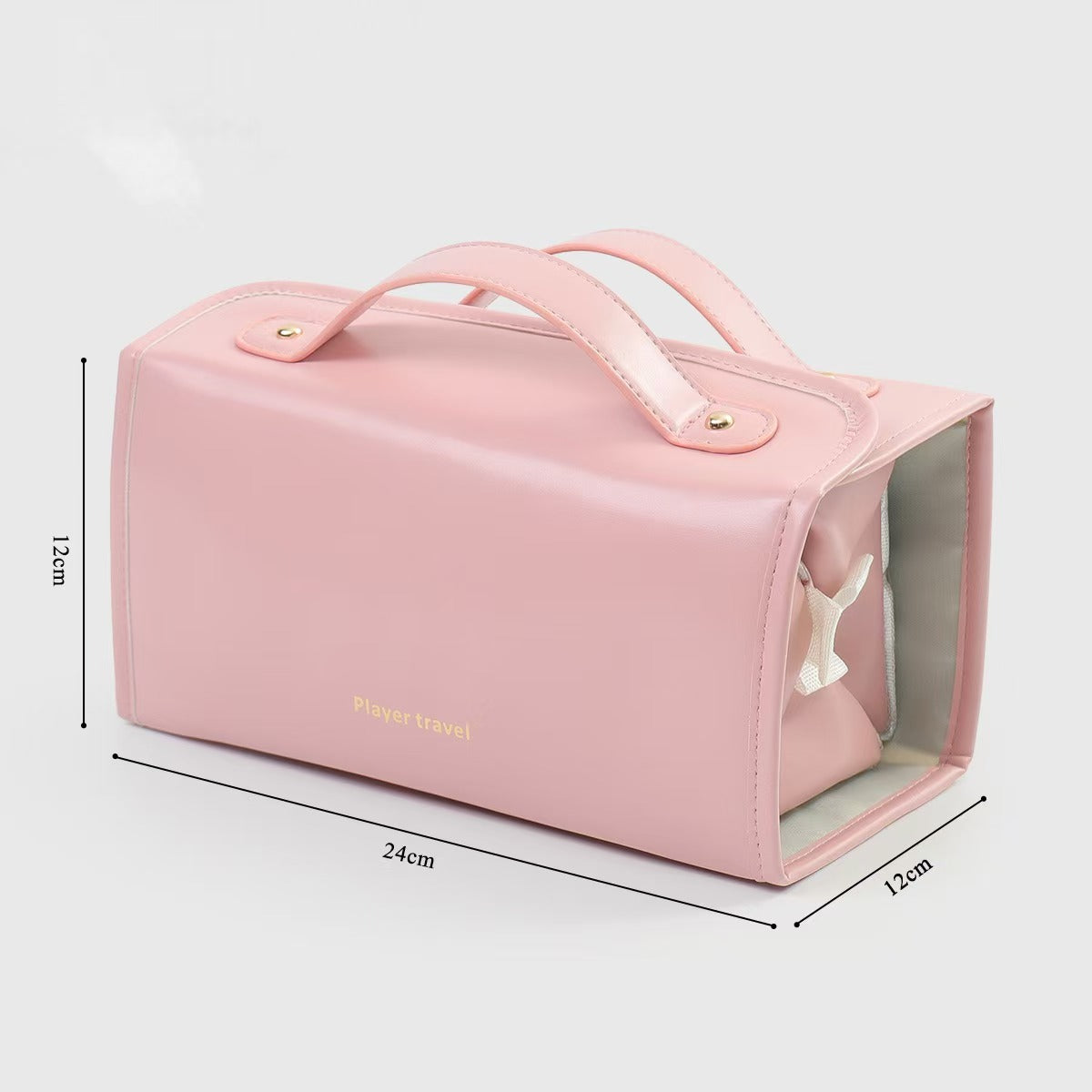 Portable leather cosmetic bag