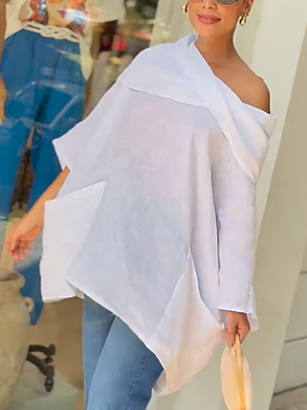 Ladies Top with Irregular Collar/Irregular Collar Ladies Top