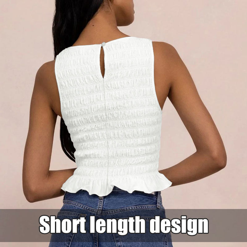 High Elastic Ruffled Slim Fit Women's Top