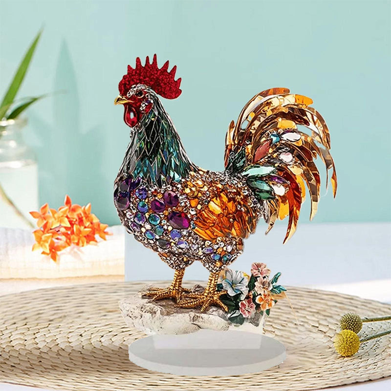 Bunte Glücks-Hahn Figur