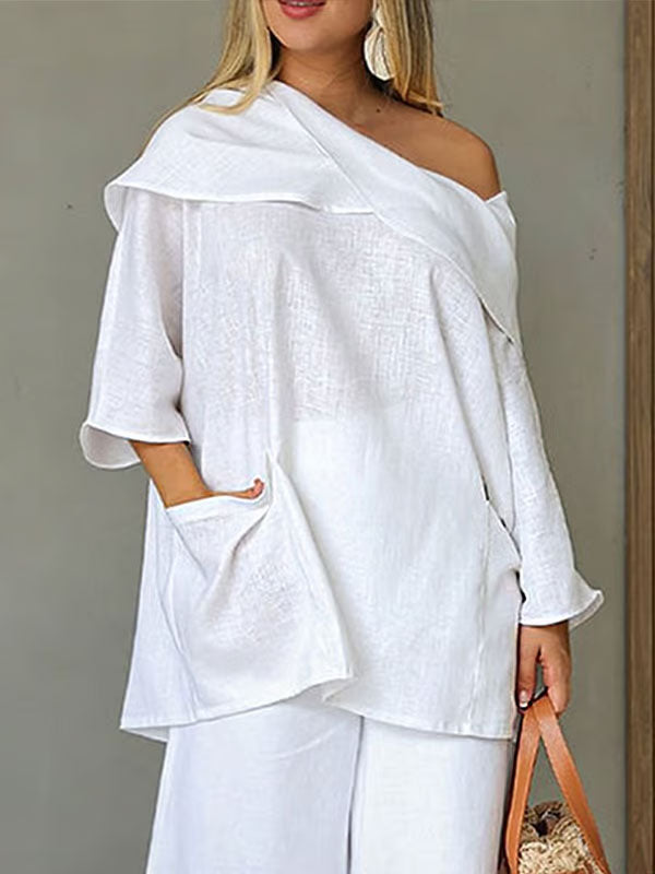 Ladies Top with Irregular Collar/Irregular Collar Ladies Top
