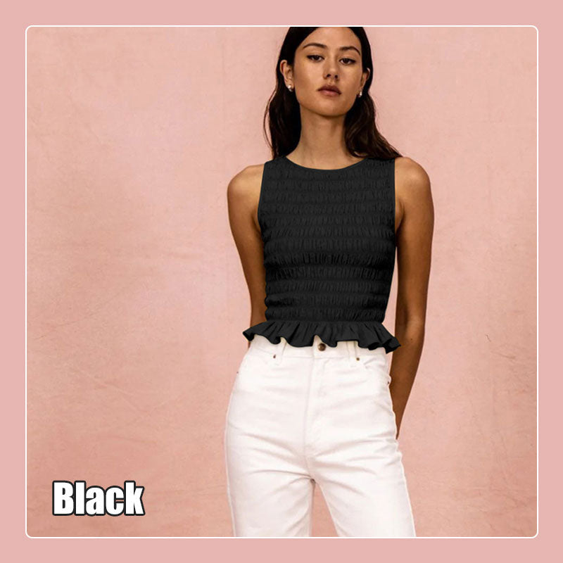 High Elastic Ruffled Slim Fit Women's Top