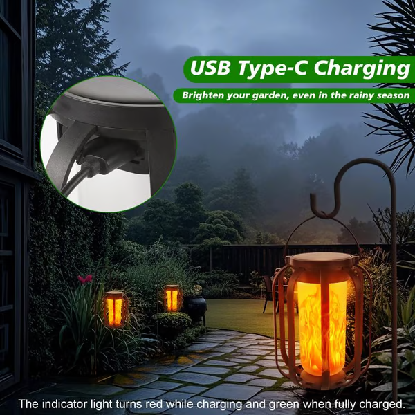 ð¥Upgraded flickering flame solar lantern outdoor waterproof light