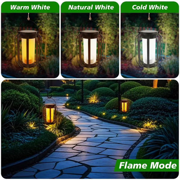 ð¥Upgraded flickering flame solar lantern outdoor waterproof light