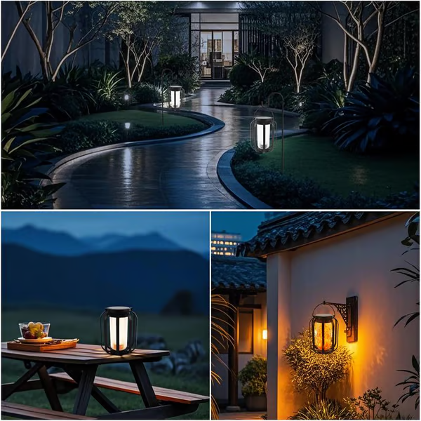 ð¥Upgraded flickering flame solar lantern outdoor waterproof light
