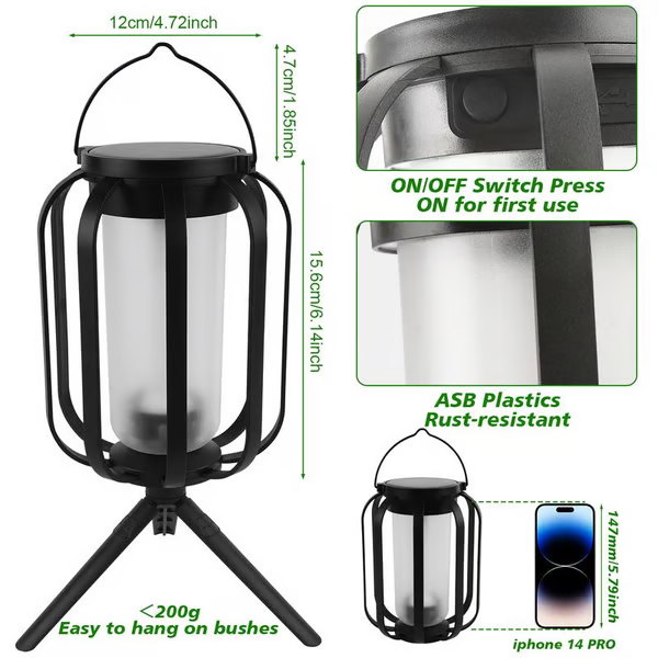 ð¥Upgraded flickering flame solar lantern outdoor waterproof light