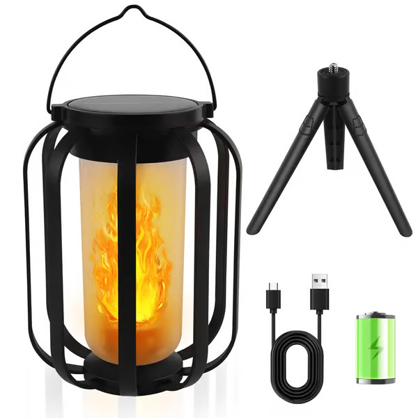 ð¥Upgraded flickering flame solar lantern outdoor waterproof light