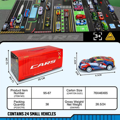 Geschenkset mit Mini-Pullback-Container für Autos 🚗🎁