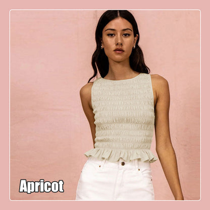 High Elastic Ruffled Slim Fit Women's Top