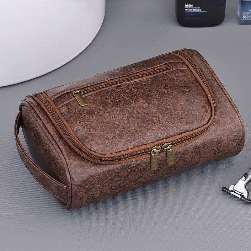 Men's Large-Capacity Portable Pu Cosmetic Bag - The Perfect Companion For Travel And Home