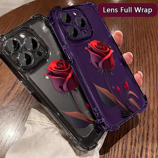 Electroplating Four-Corner Airbag Anti-Fall Shiny Rose Phone Case