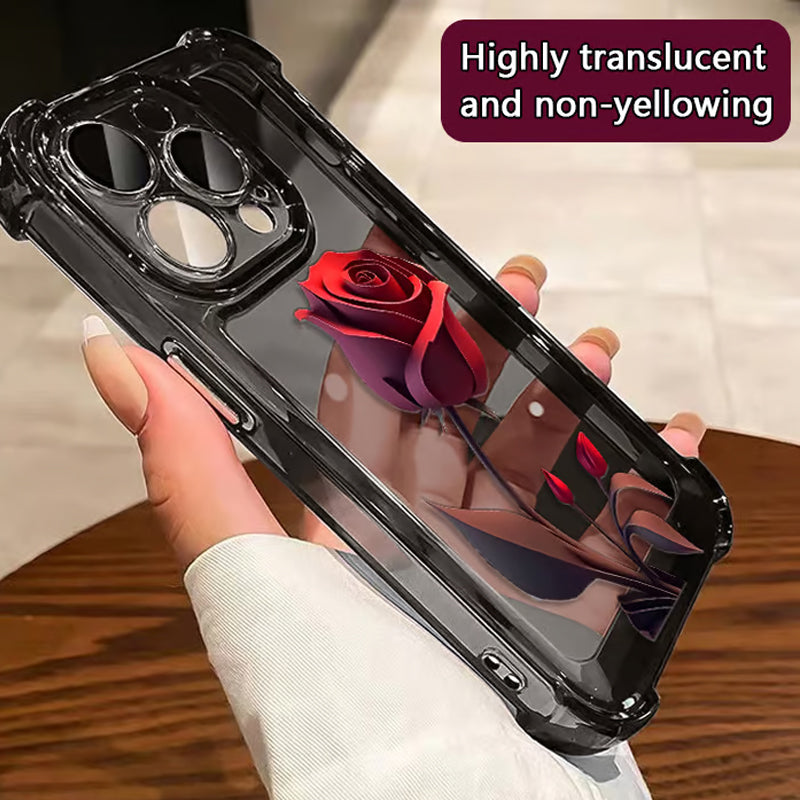 Electroplating Four-Corner Airbag Anti-Fall Shiny Rose Phone Case
