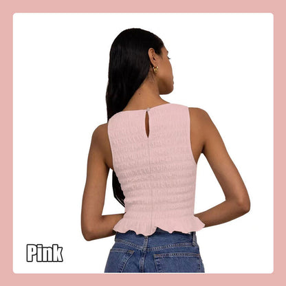 High Elastic Ruffled Slim Fit Women's Top