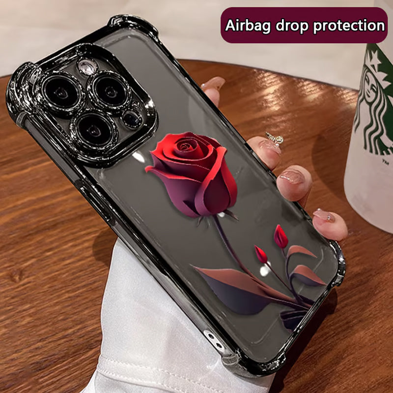 Electroplating Four-Corner Airbag Anti-Fall Shiny Rose Phone Case