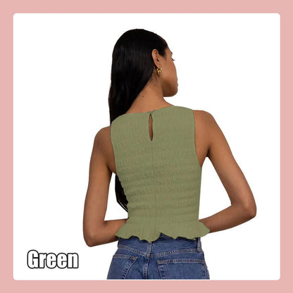 High Elastic Ruffled Slim Fit Women's Top