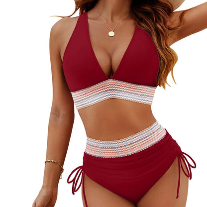 ☀️Vacation Sale 49% OFF🏖️High Waist Tummy Control Color Block Bikini Sets Color Block Bikini Sets