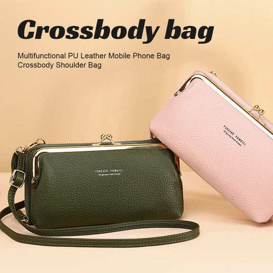Multifunctional PU Leather Mobile Phone Bag Crossbody Shoulder Bag