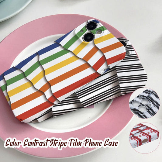 🌈Color Contrast Stripe Film Phone Case📱