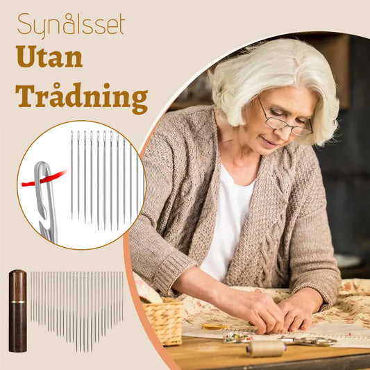 Sewing needle set without threading