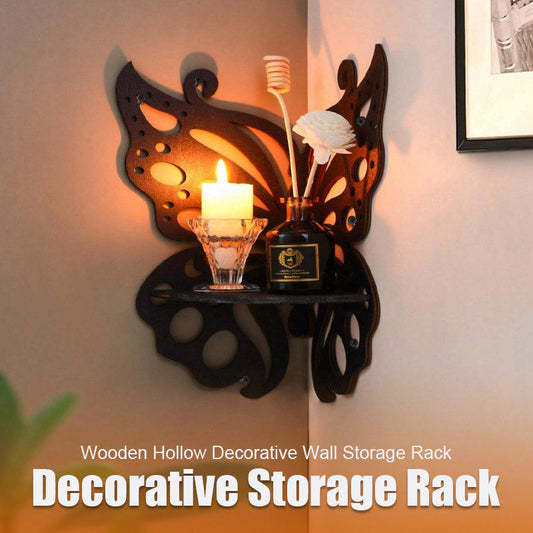 Wooden Hollow Decorative Wall Storage Rack