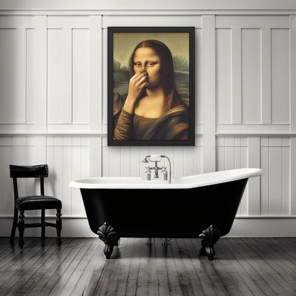 Imitation der Mona Lisa, lustige Vintage-Toiletten-Humor-Zimmerdekoration