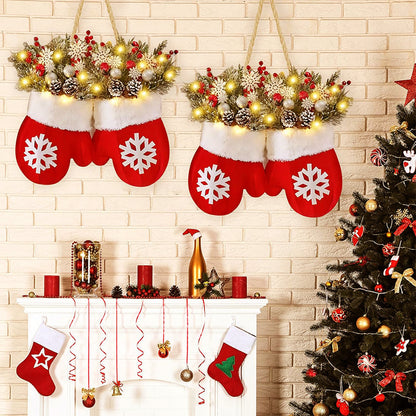 🎅 Blinkender Weihnachtshandschuhkranz · Schaffen Sie eine warme und gemütliche Weihnachtsatmosphäre