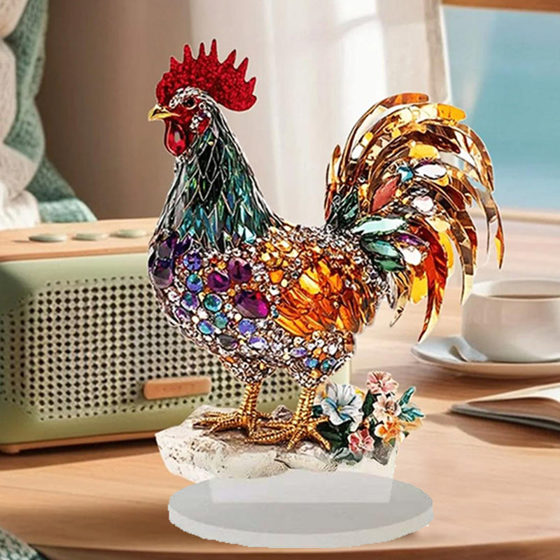 Bunte Glücks-Hahn Figur