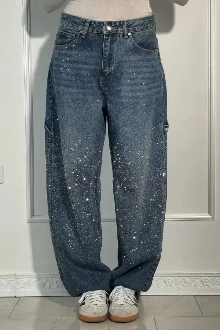 Knappficka High Rise Wide Leg Jeans/Button Pocket High Rise Wide Leg Jeans