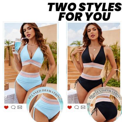 ☀️Vacation Sale 49% OFF🏖️High Waist Tummy Control Color Block Bikini Sets Color Block Bikini Sets