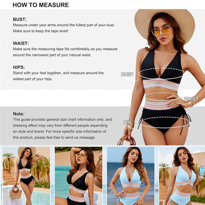 ☀️Vacation Sale 49% OFF🏖️High Waist Tummy Control Color Block Bikini Sets Color Block Bikini Sets