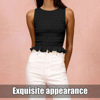 High Elastic Ruffled Slim Fit Women's Top