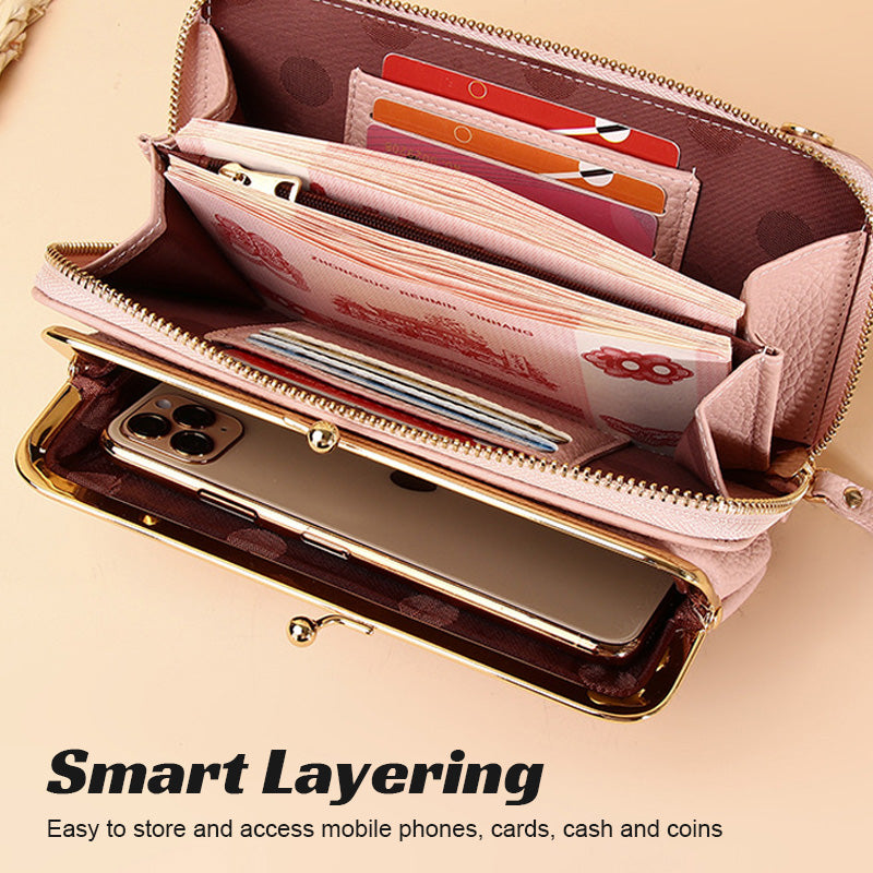 Multifunctional PU Leather Mobile Phone Bag Crossbody Shoulder Bag