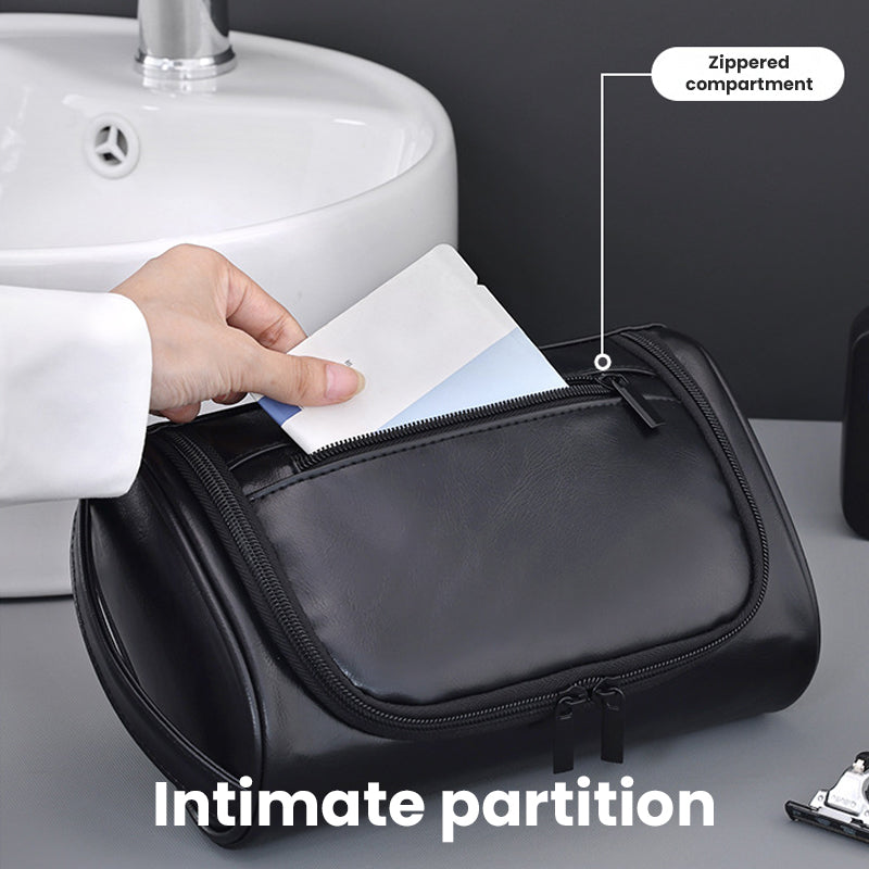 Men's Large-Capacity Portable Pu Cosmetic Bag - The Perfect Companion For Travel And Home