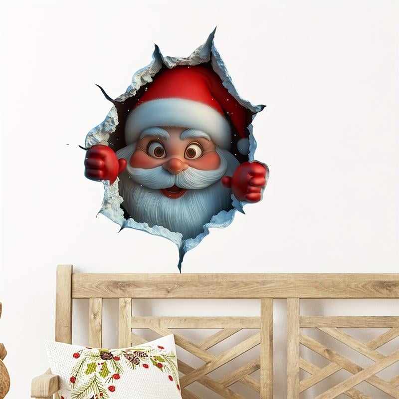 🎄3D-Wanddurchbrechender Weihnachtsmann-Aufkleber🎅