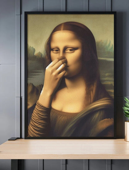 Imitation der Mona Lisa, lustige Vintage-Toiletten-Humor-Zimmerdekoration