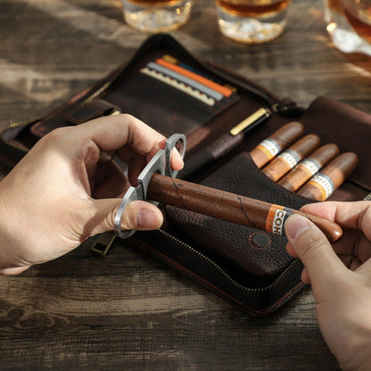 🏆 Tragbare Zigarrenkiste mit Vintage-Motiv und Litschi-Muster