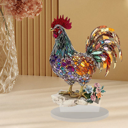 Bunte Glücks-Hahn Figur