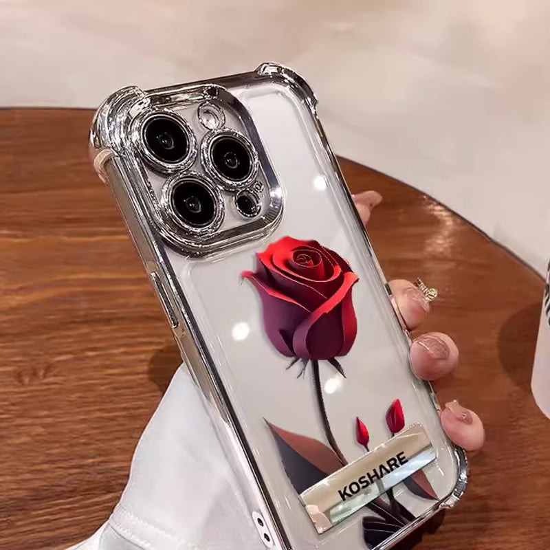 Electroplating Four-Corner Airbag Anti-Fall Shiny Rose Phone Case