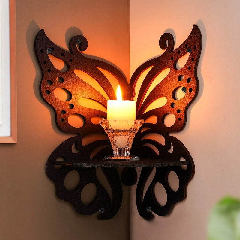 Wooden Hollow Decorative Wall Storage Rack