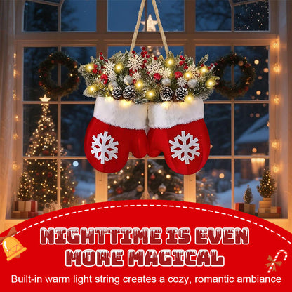 🎅 Blinkender Weihnachtshandschuhkranz · Schaffen Sie eine warme und gemütliche Weihnachtsatmosphäre