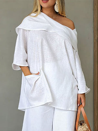 Ladies Top with Irregular Collar/Irregular Collar Ladies Top