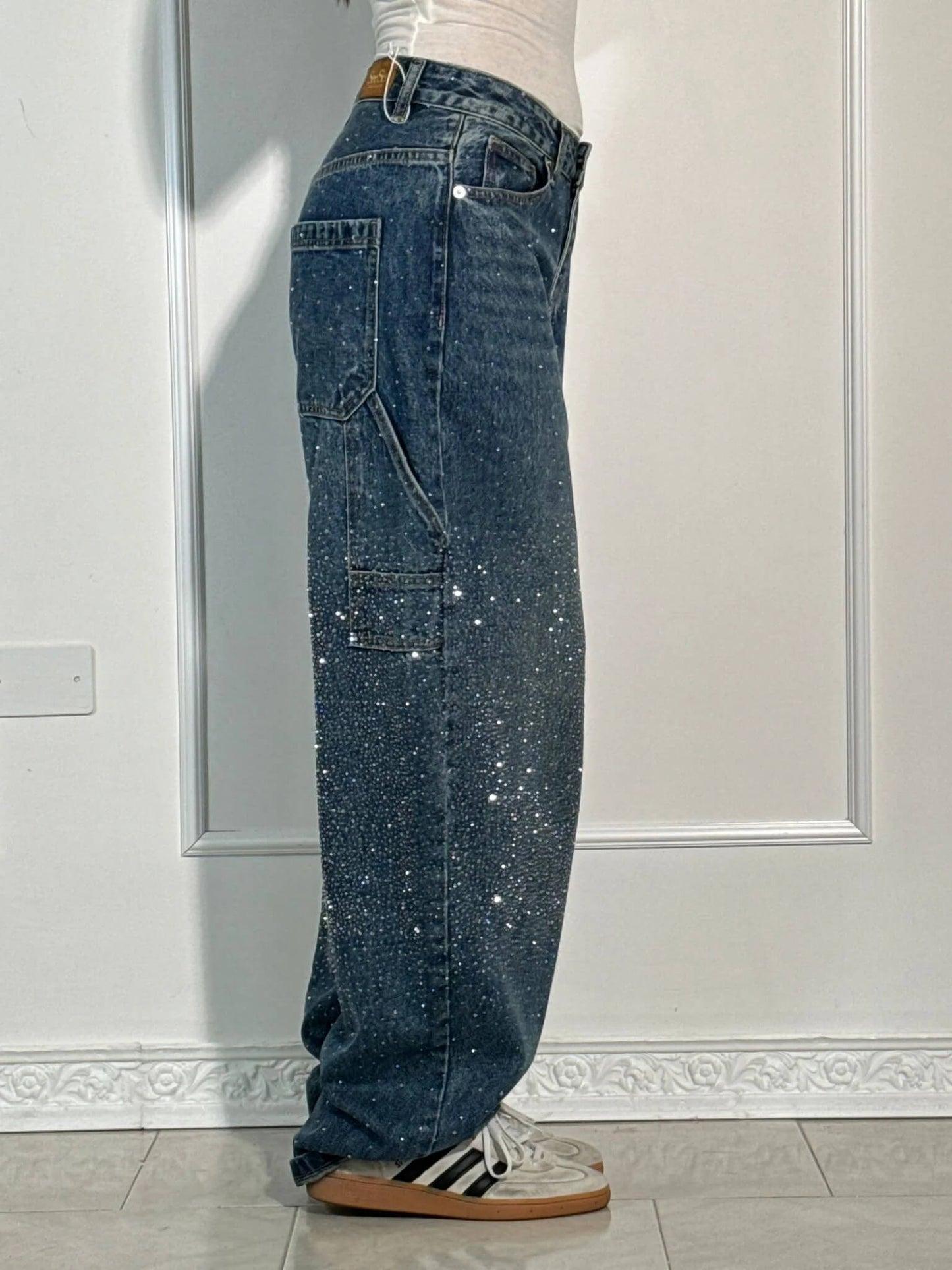 Knappficka High Rise Wide Leg Jeans/Button Pocket High Rise Wide Leg Jeans