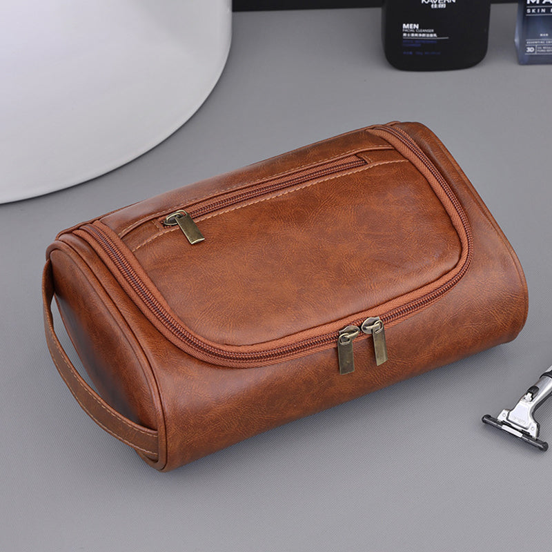 Men's Large-Capacity Portable Pu Cosmetic Bag - The Perfect Companion For Travel And Home