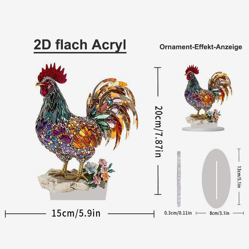 Bunte Glücks-Hahn Figur
