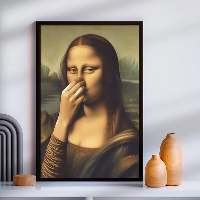 Imitation der Mona Lisa, lustige Vintage-Toiletten-Humor-Zimmerdekoration